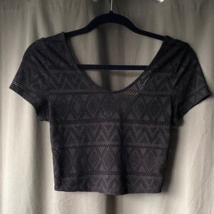 Urban Outfitters Black Laser Cut Crop Top